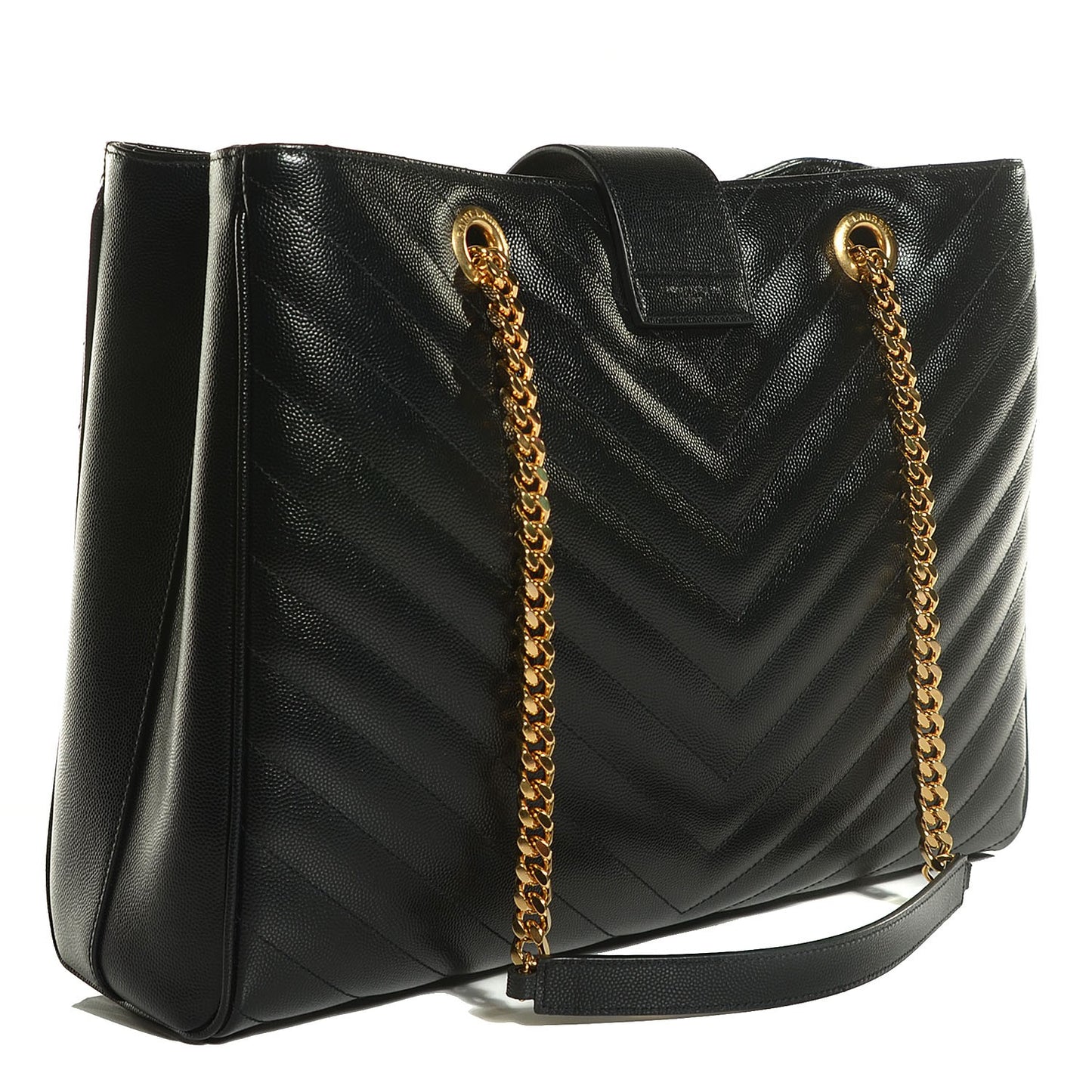 Grain De Poudre Matelasse Chevron Monogram Shopping Bag Black