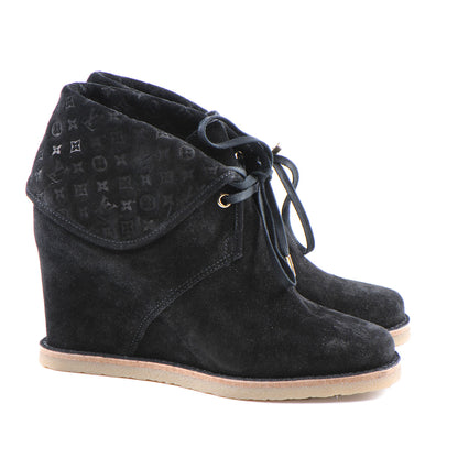 Louis Vuitton Suede Fauvist Low Boots 7.5 Black 3 of 7