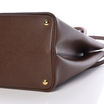 Prada Saffiano Cuir Large Double Bag Cacao 10 of 12