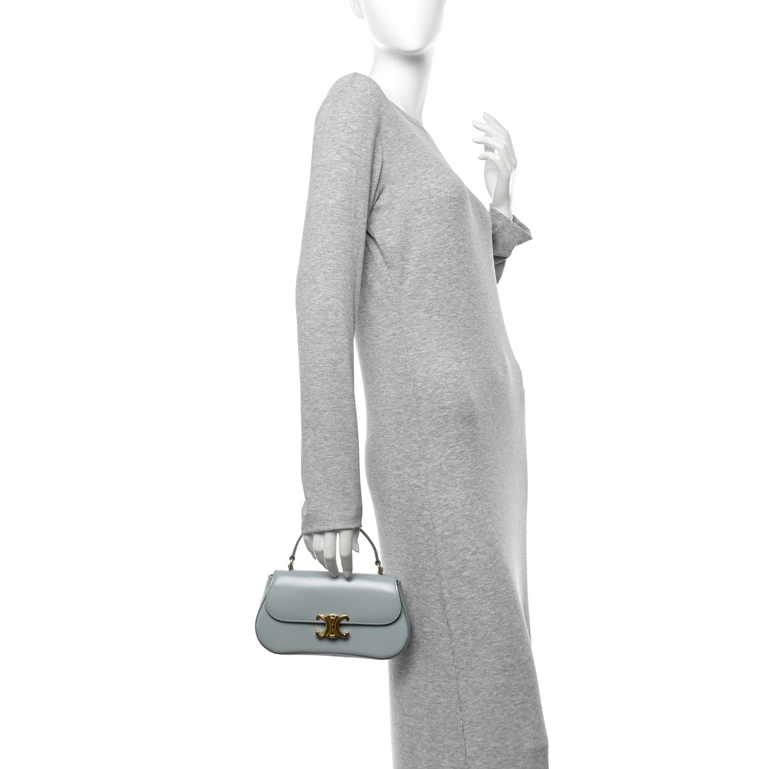 Celine Shiny Calfskin Teen Lola Bag Ice Blue 2 of 10