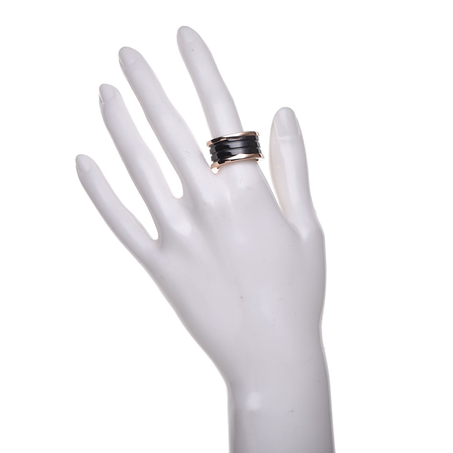 18K Rose Gold Black Ceramic B.Zero1 Four-Band Ring 58 8.5