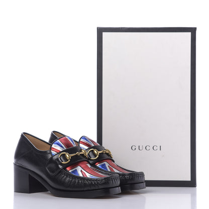 Gucci Lambskin Union Jack Horsebit Loafer Pumps 35.5 Black 10 of 10