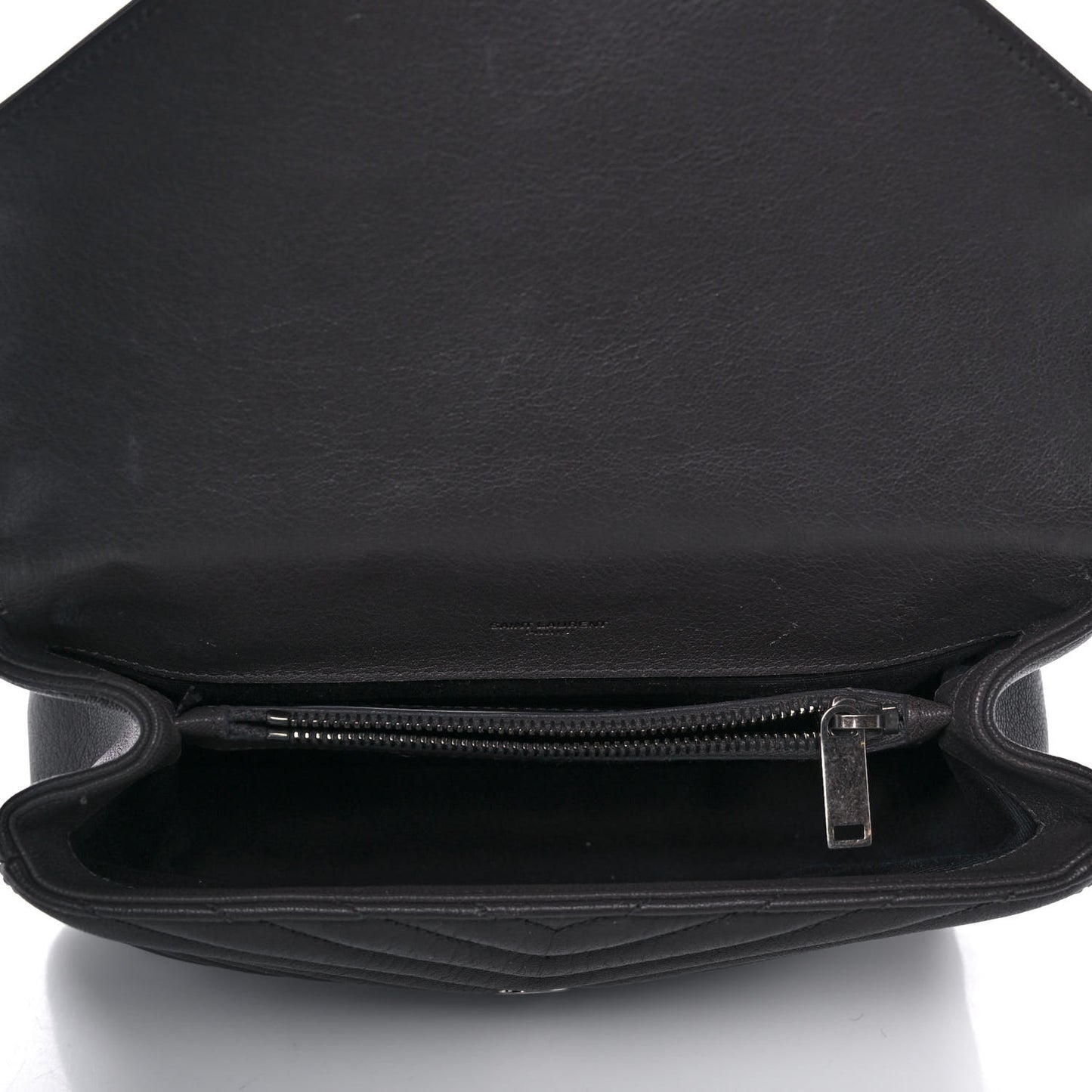 Sheepskin Matelasse Chevron Monogram Medium College Bag Asphalt