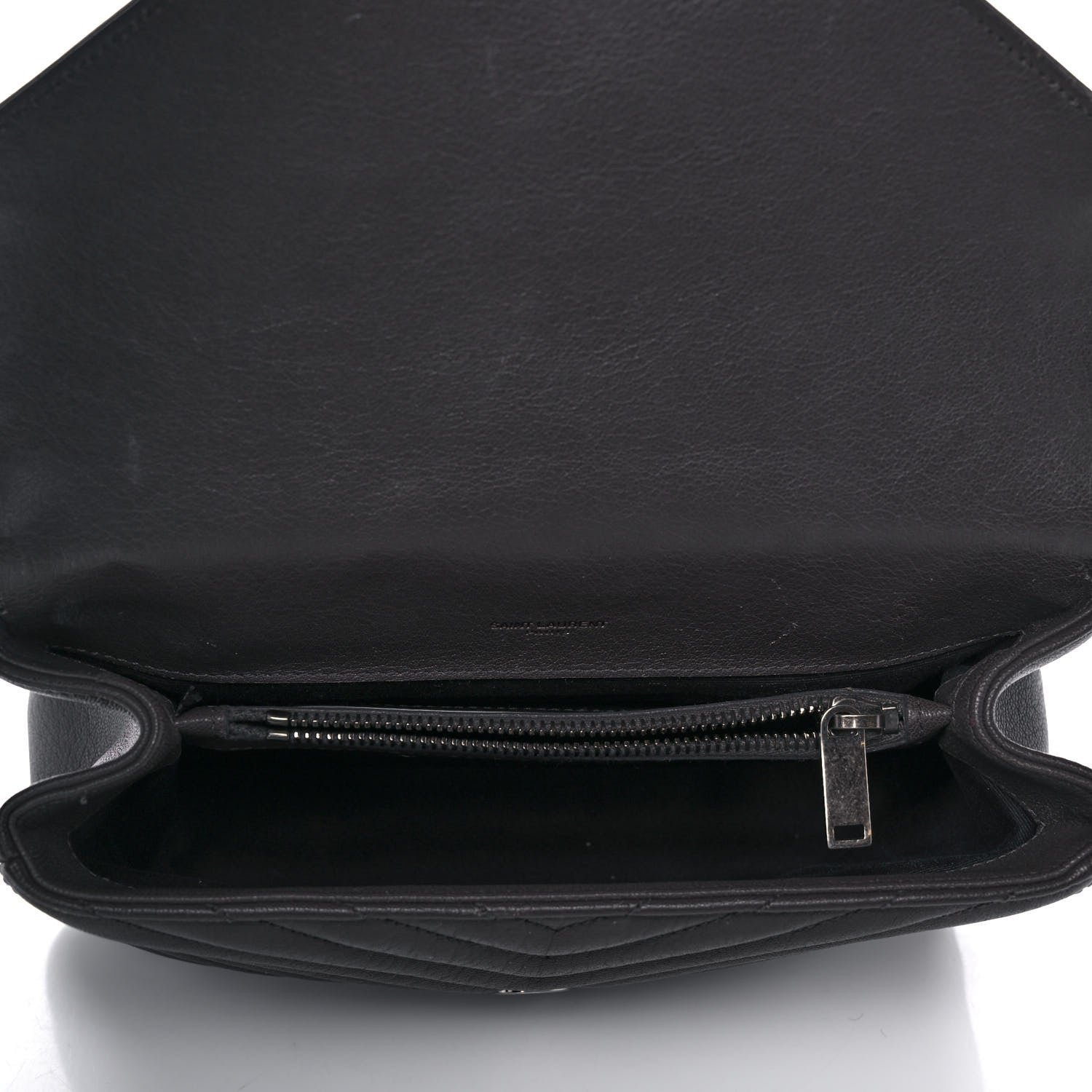 Saint Laurent Sheepskin Matelasse Chevron Monogram Medium College Bag Asphalt 5 of 12