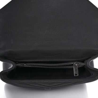 Saint Laurent Sheepskin Matelasse Chevron Monogram Medium College Bag Asphalt 5 of 12