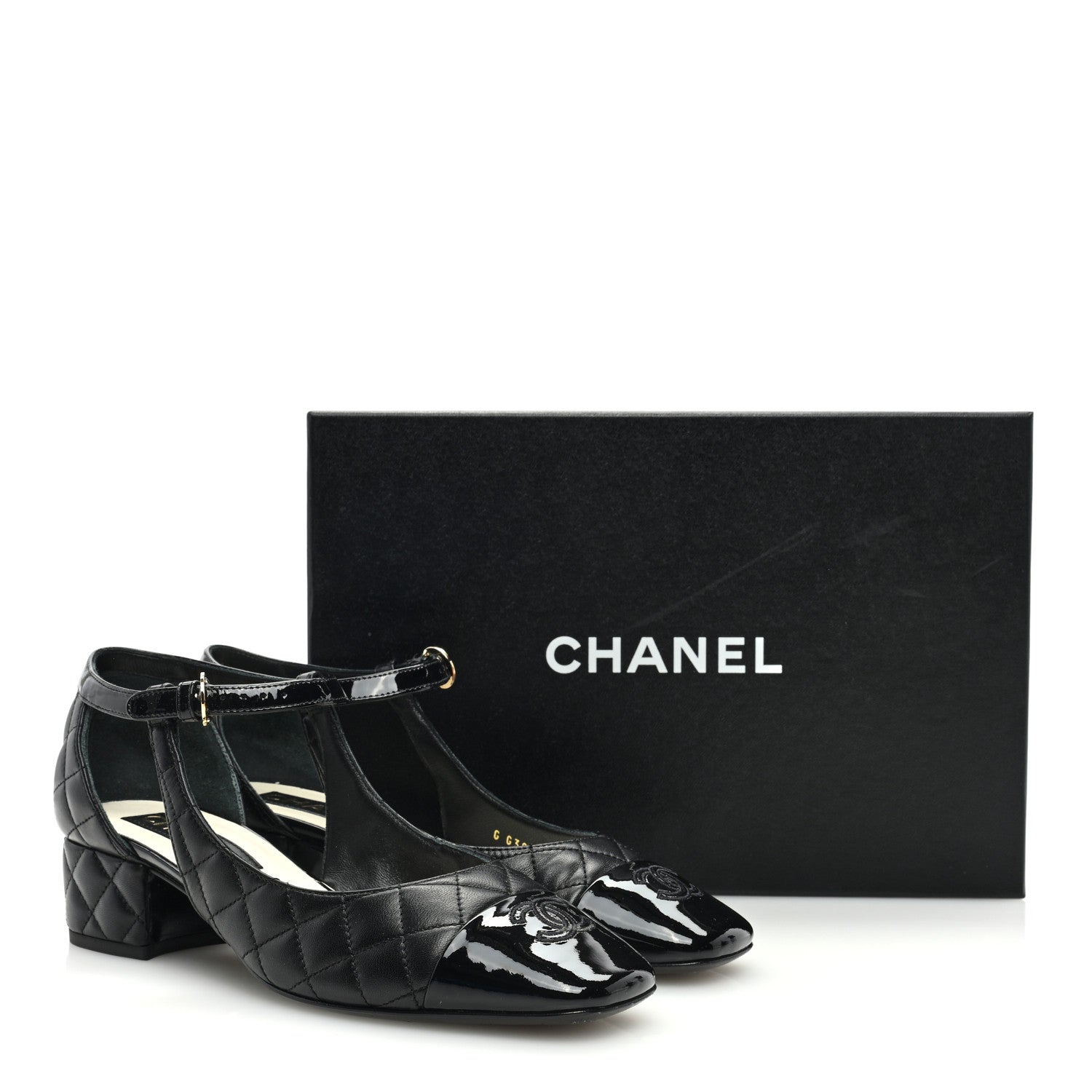 Chanel Lambskin Patent Quilted Cap Toe Mary Jane Flats 38.5 Black 10 of 10
