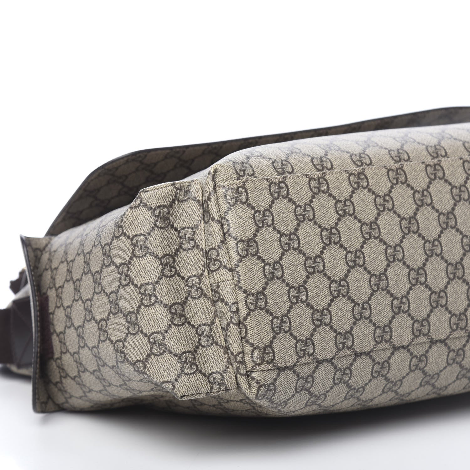 Gucci GG Supreme Monogram Selleria Calfskin Messenger Diaper Bag Beige Ebony Cocoa Dark Chocolate 10 of 11