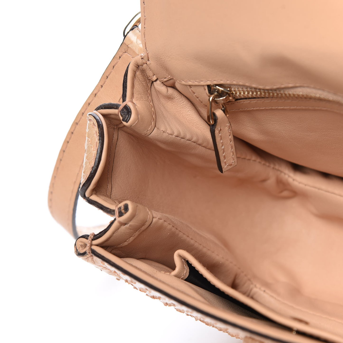 Python Small New Bamboo Top Handle Bag Beige