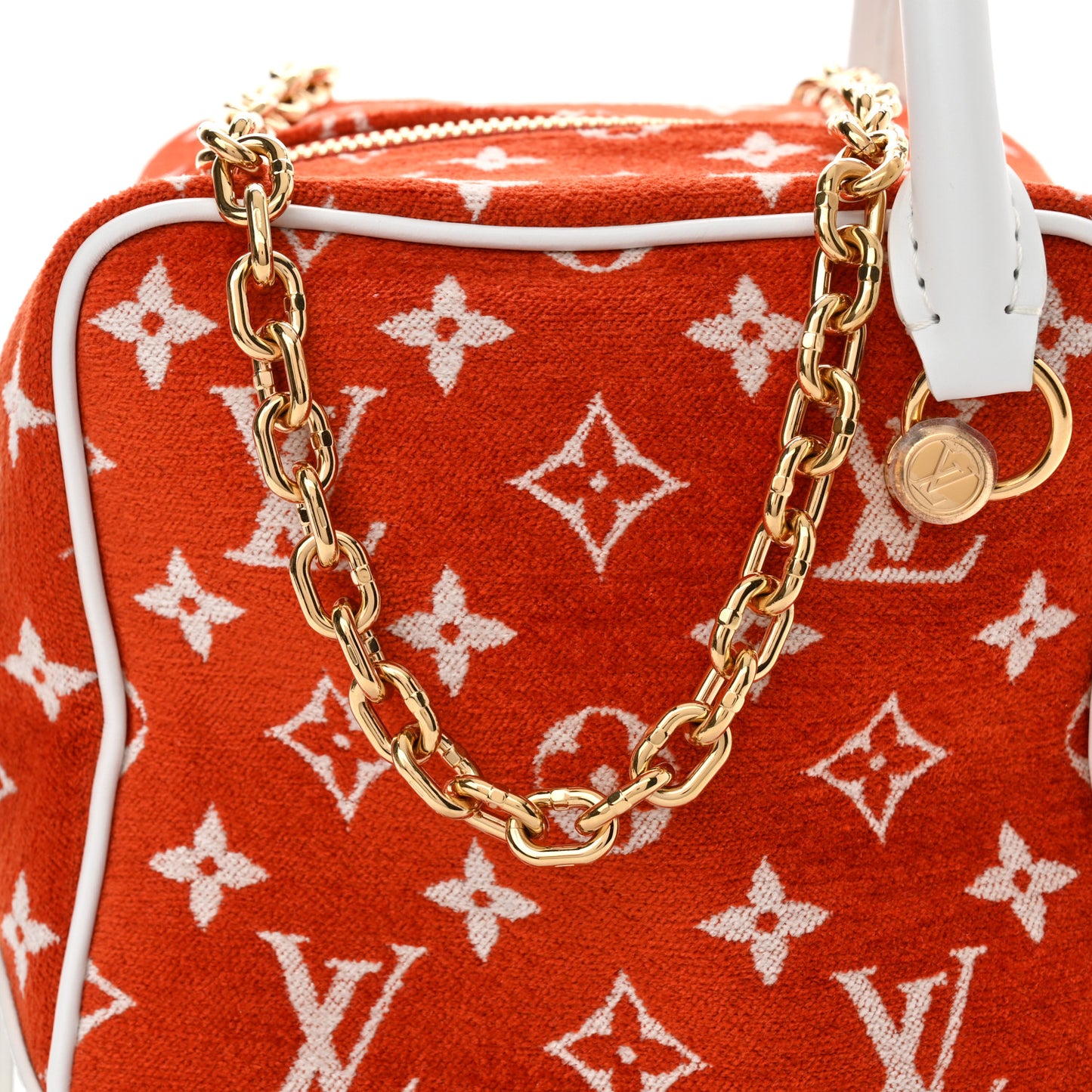 Monogram Jacquard Velvet Square Bag Terracotta Brown