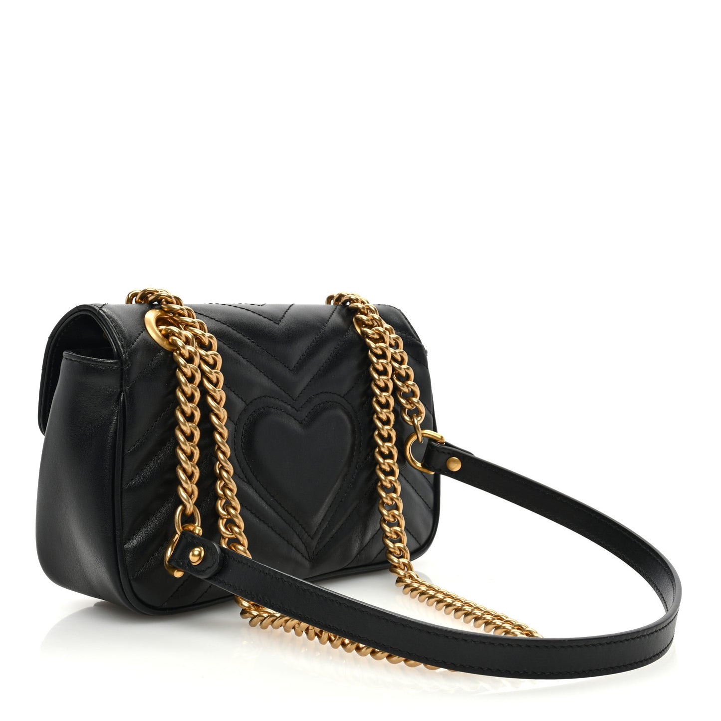 Calfskin Matelasse Mini GG Marmont Shoulder Bag Black