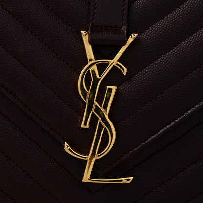 Saint Laurent Grain De Poudre Matelasse Chevron Large Monogram Satchel Rouge Legion 12 of 13