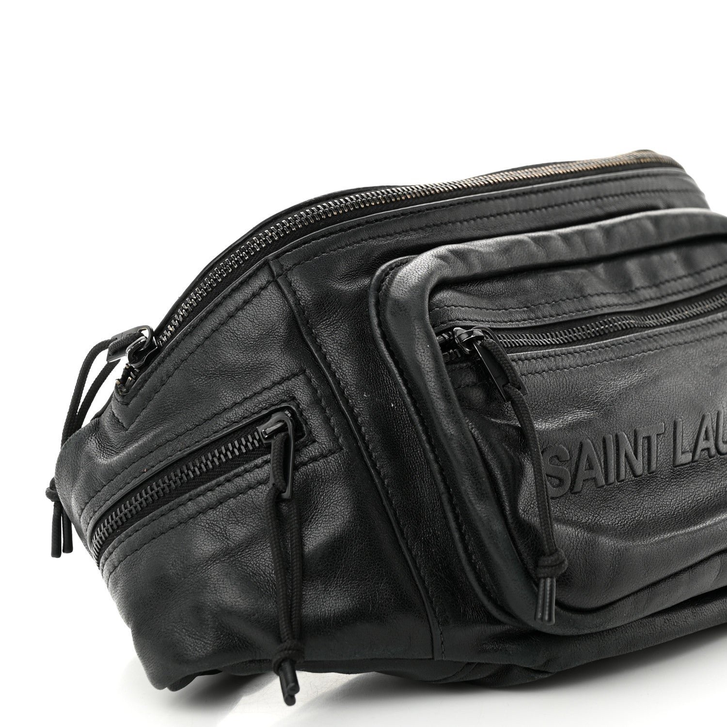 Saint Laurent Lambskin Logo Ripstop Body Belt Bag Black 8 of 12