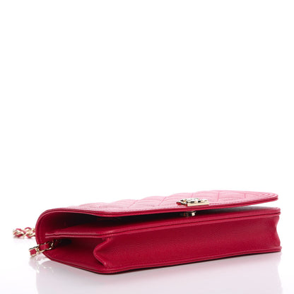 Chanel Caviar Quilted Boy Wallet On Chain WOC Fuchsia 4 of 9