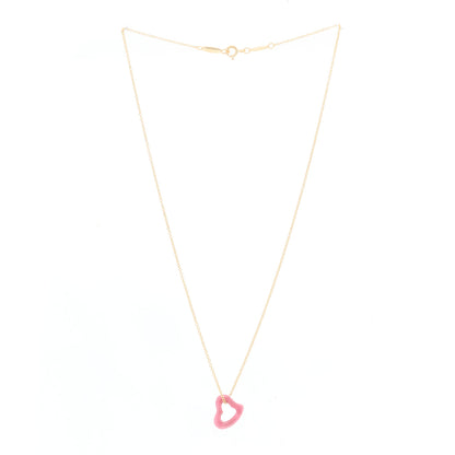 Tiffany 18K Yellow Gold Rhodonite Elsa Peretti Open Heart Pendant Necklace 2 of 4