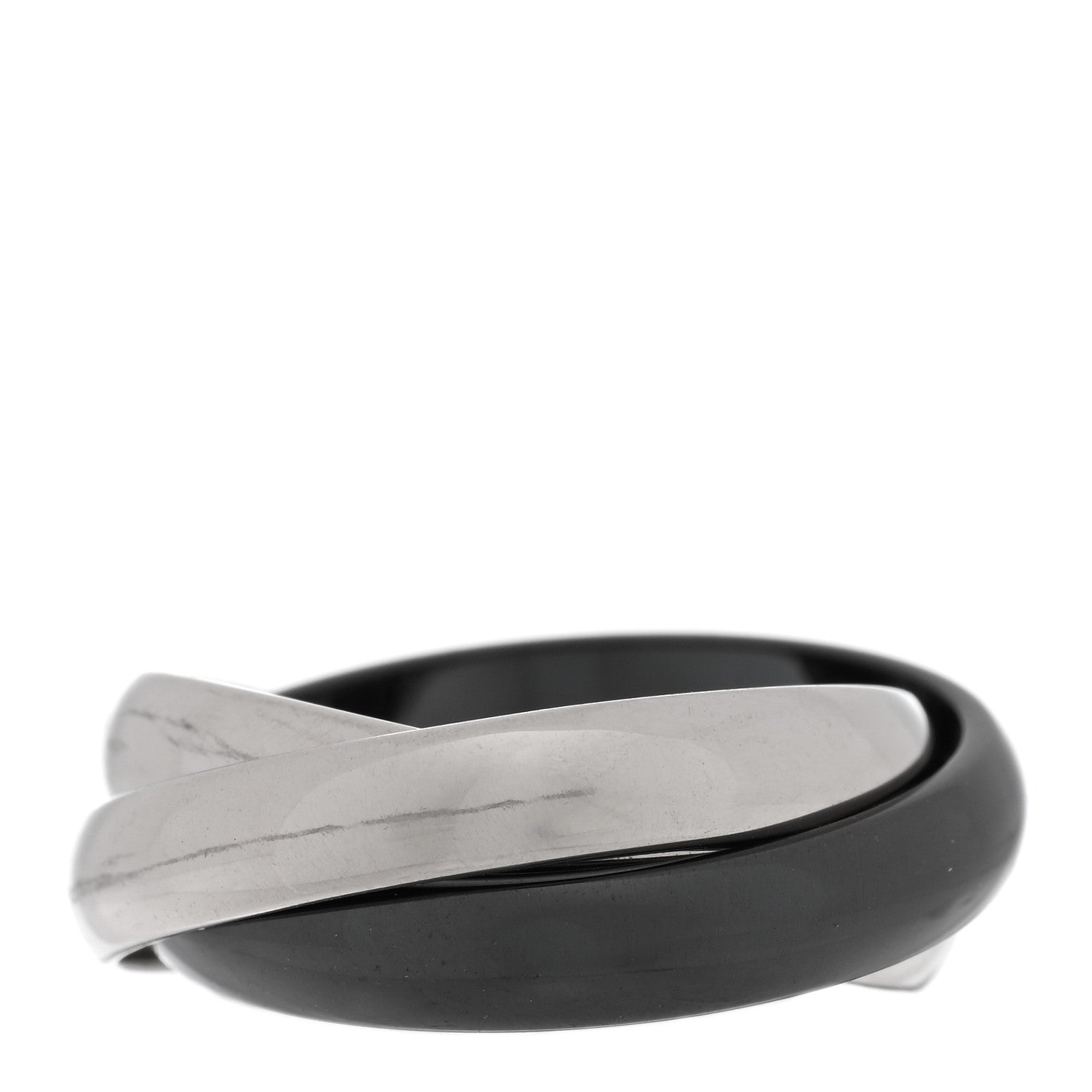 Cartier 18K White Gold Black Ceramic Trinity Ring 49 4.75 3 of 4