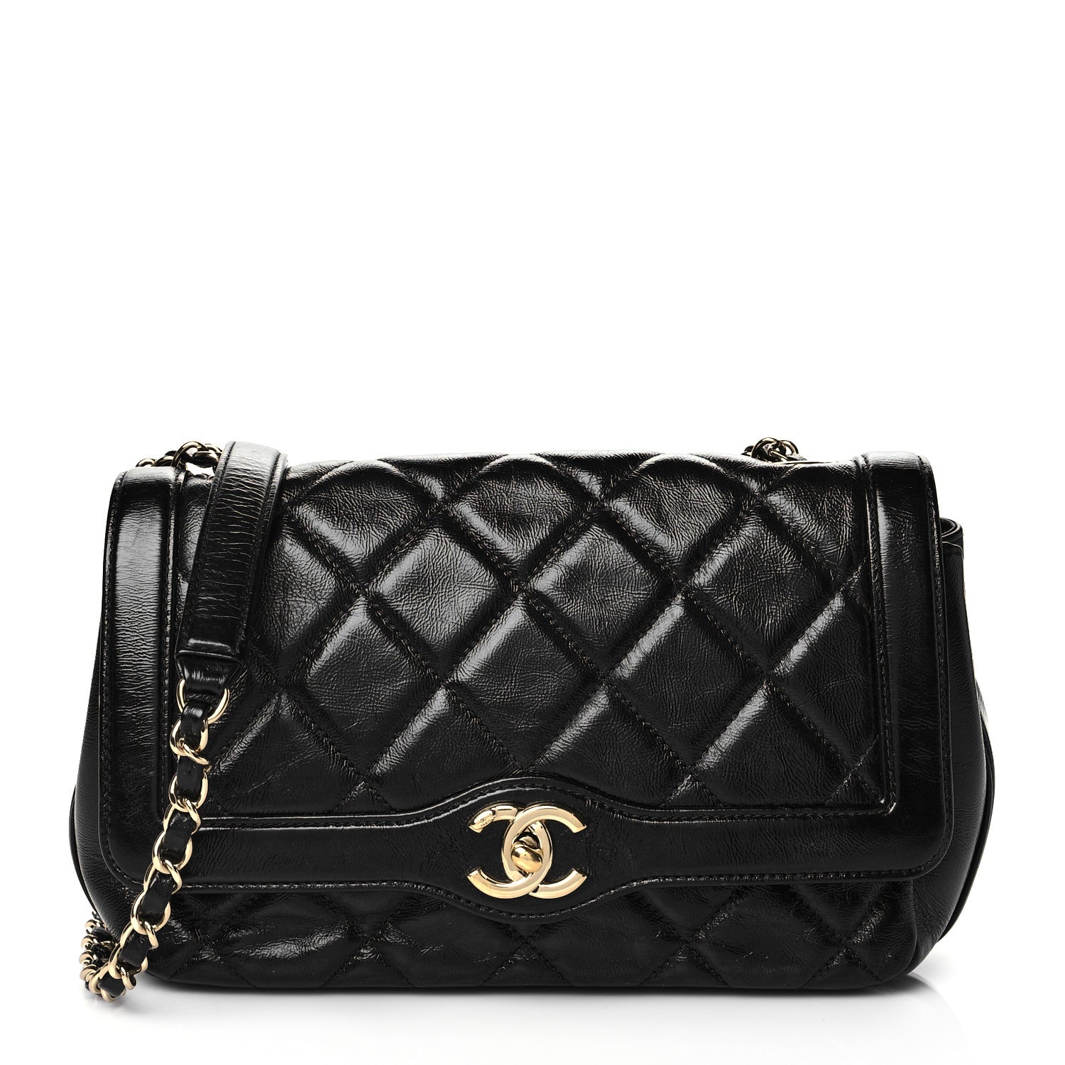 Chanel Crumpled Glazed Lambskin Quilted Small Flap Black 1 of 12