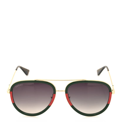 Gucci Web Aviator Sunglasses GG0062S Green Red 2 of 7