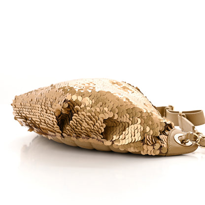 Chanel Sequin Calfskin Sparkling City Waist Bag Fanny Pack Gold 10 of 10