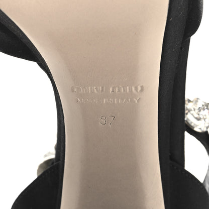 Miu Miu Satin Crystal Platform Sandals 37 Black 7 of 8