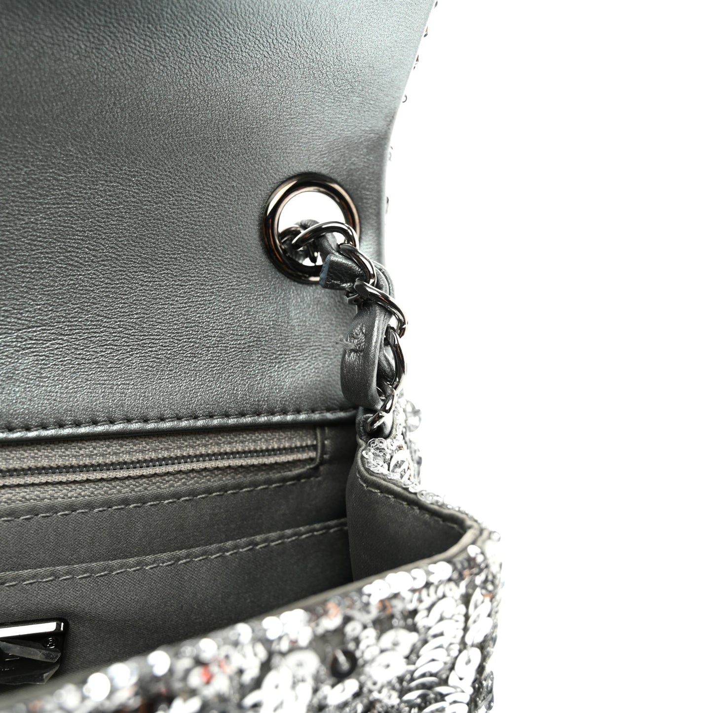 Sequin Mini Square Flap Silver