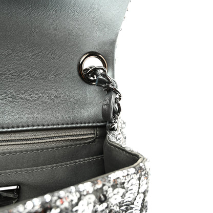 Chanel Sequin Mini Square Flap Silver 11 of 12