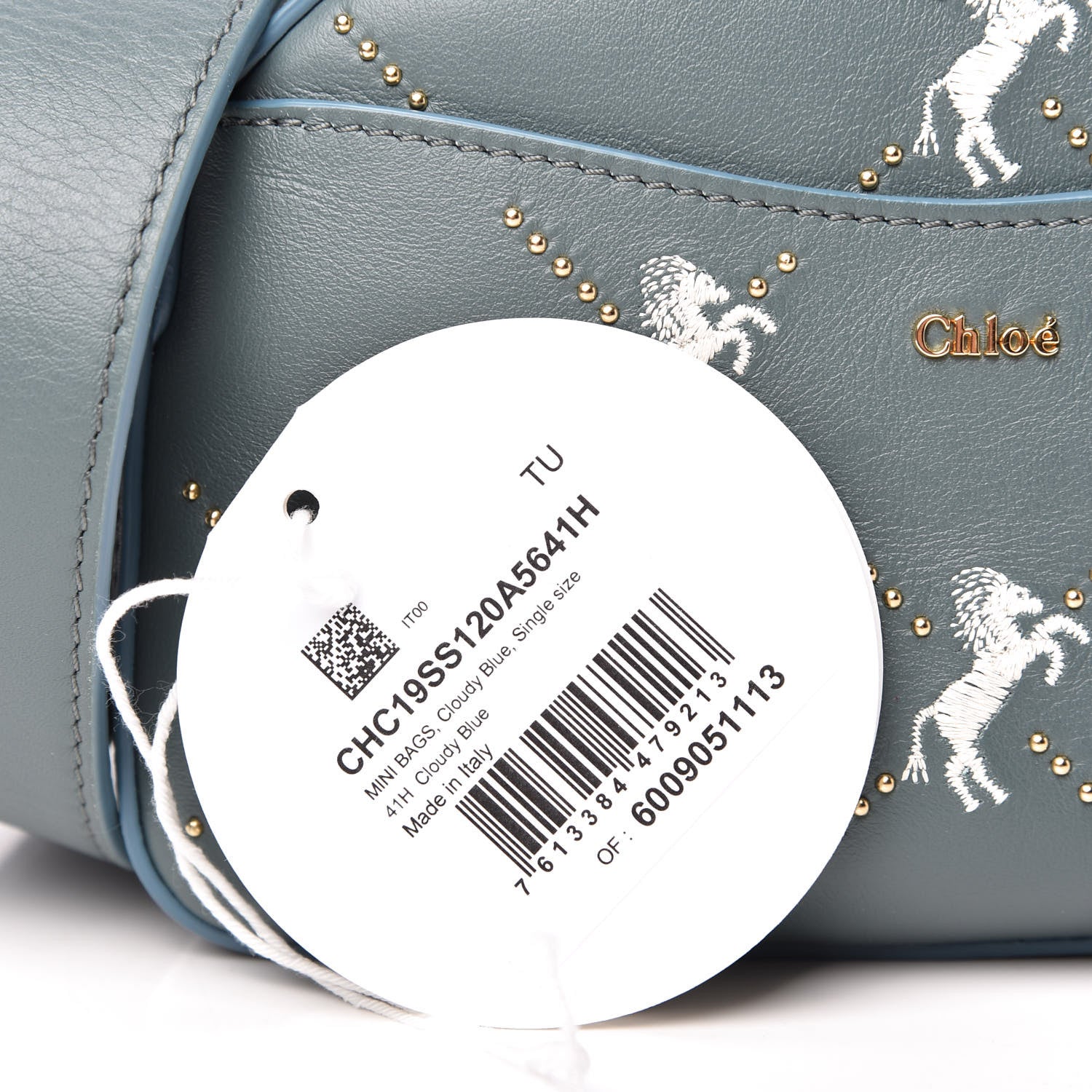 Chloe Smooth Calfskin Little Horses Embroidered Shoulder Bag Cloudy Blue 10 of 10