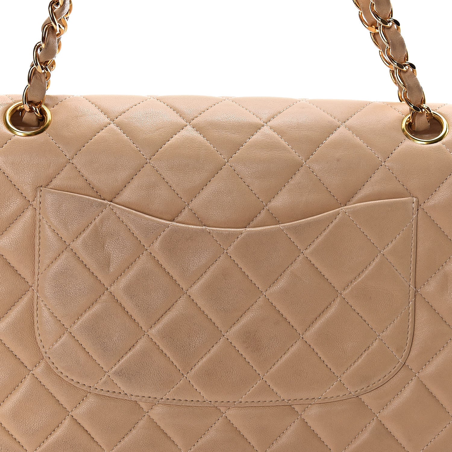 Chanel Lambskin Quilted Medium Double Flap Beige 10 of 15
