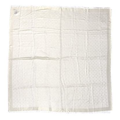 Louis Vuitton Silk Wool Monogram Shine Shawl White 1 of 3