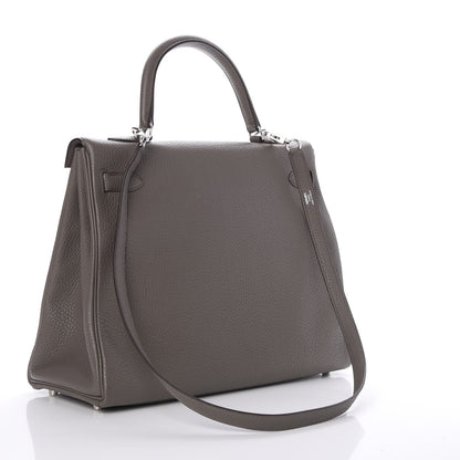 Hermes Taurillon Clemence Kelly Retourne 32 Etain 4 of 33