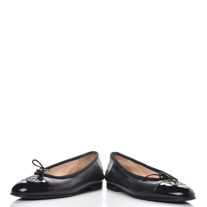 Chanel Lambskin Patent CC Cap Toe Ballerina Flats 36.5 Black 6 of 13
