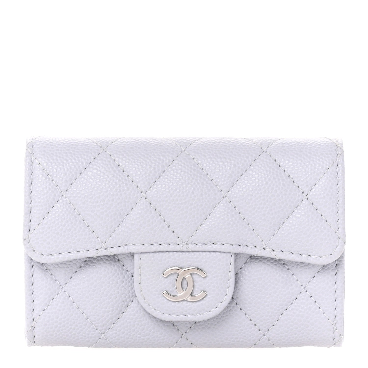 Chanel Caviar Quilted Flap Card Holder Wallet Light Blue 1 of 9