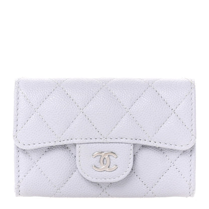 Chanel Caviar Quilted Flap Card Holder Wallet Light Blue 1 of 9