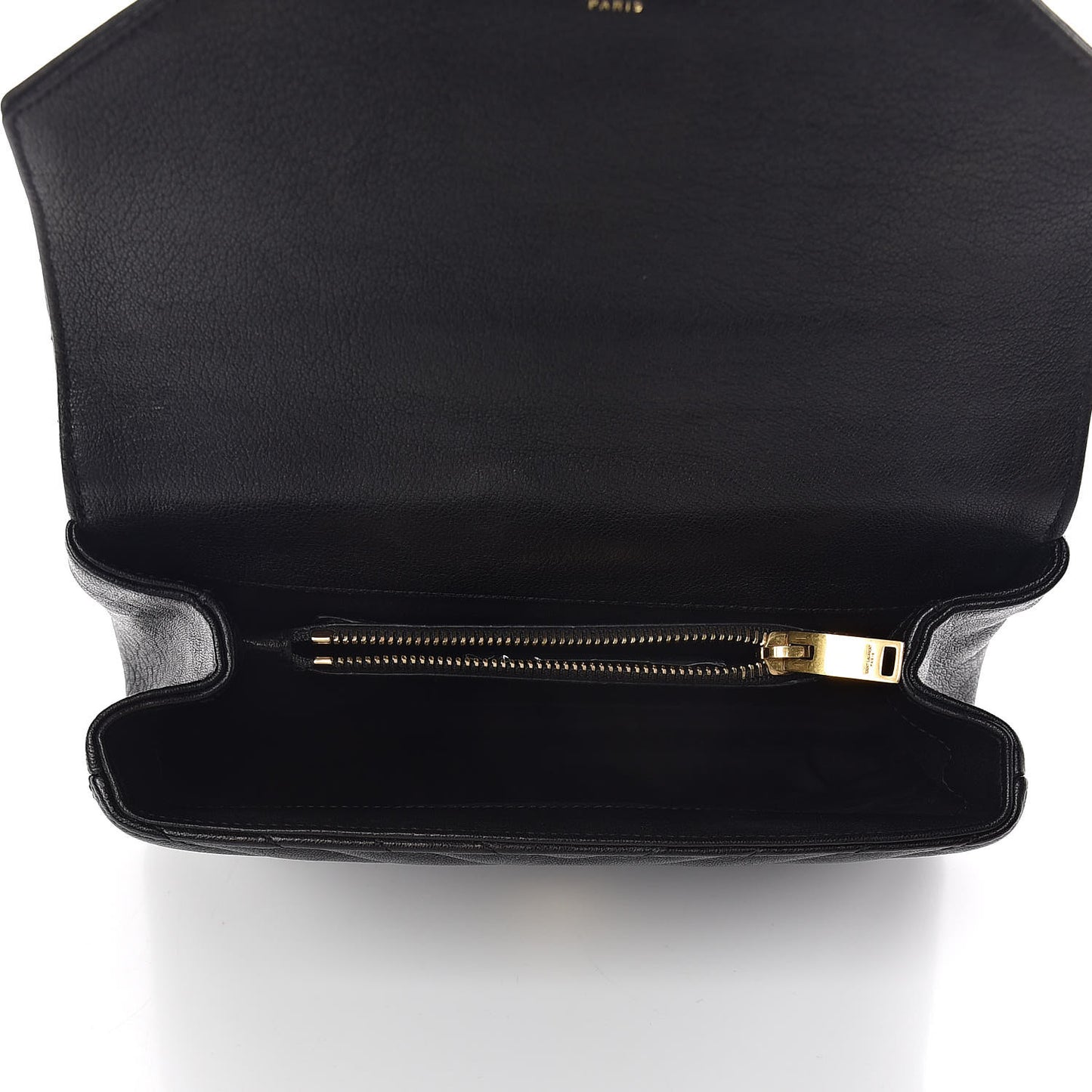 Sheepskin Matelasse Chevron Monogram Medium College Bag Black