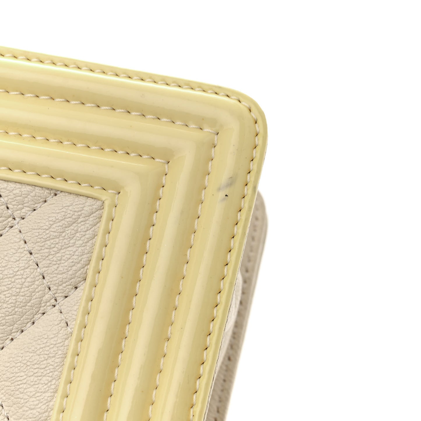 Goatskin Quilted Patent Small Duo Boy Flap White