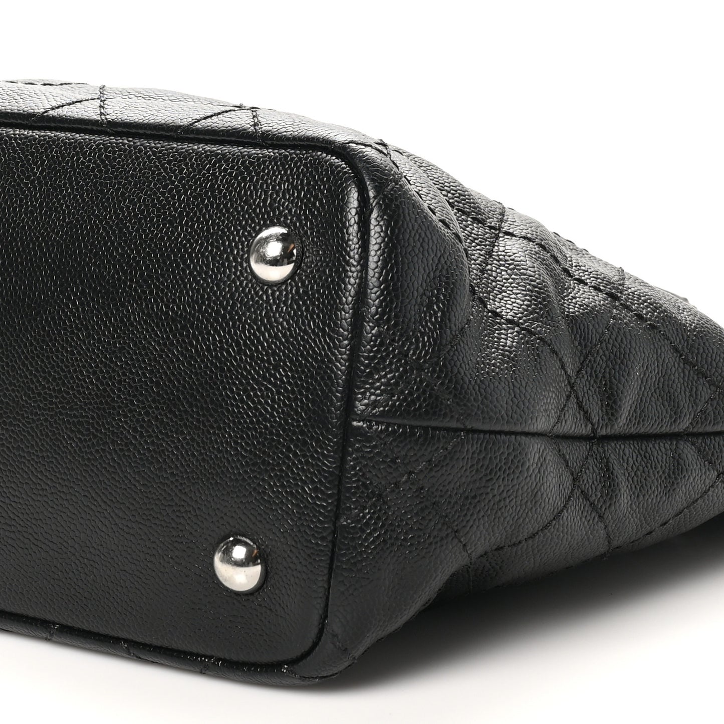 Grained Calfskin Quilted Small Daily Shopping Tote Black