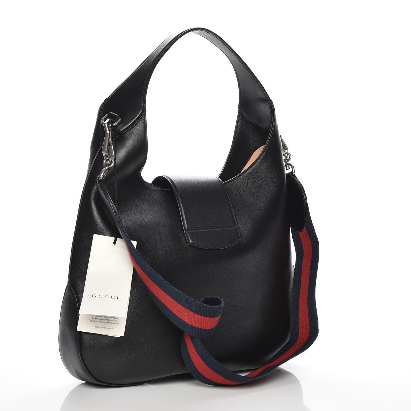 Calfskin Web Tiger Embroidered Medium Dionysus Hobo Black