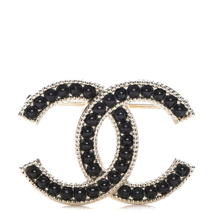 Chanel Bead CC Brooch Black Light Gold 1 of 5