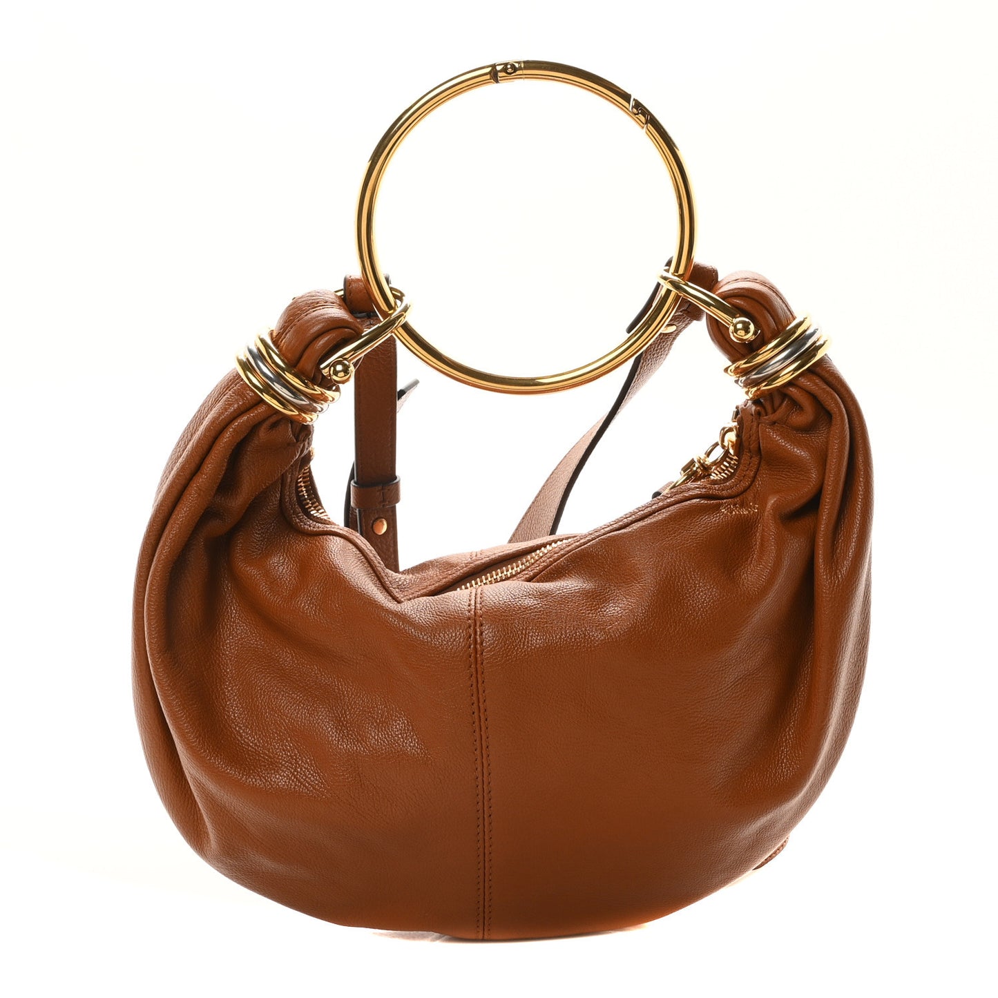 Grained Calfskin Small Bracelet Hobo Bag Clay Brown Clay Brown