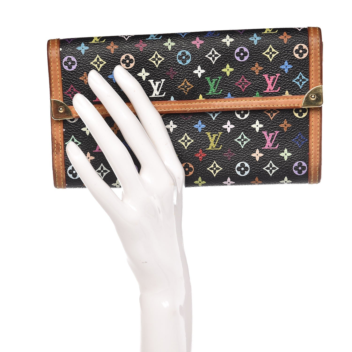 Louis Vuitton Monogram Multicolor Porte Tresor International Wallet Black 2 of 14