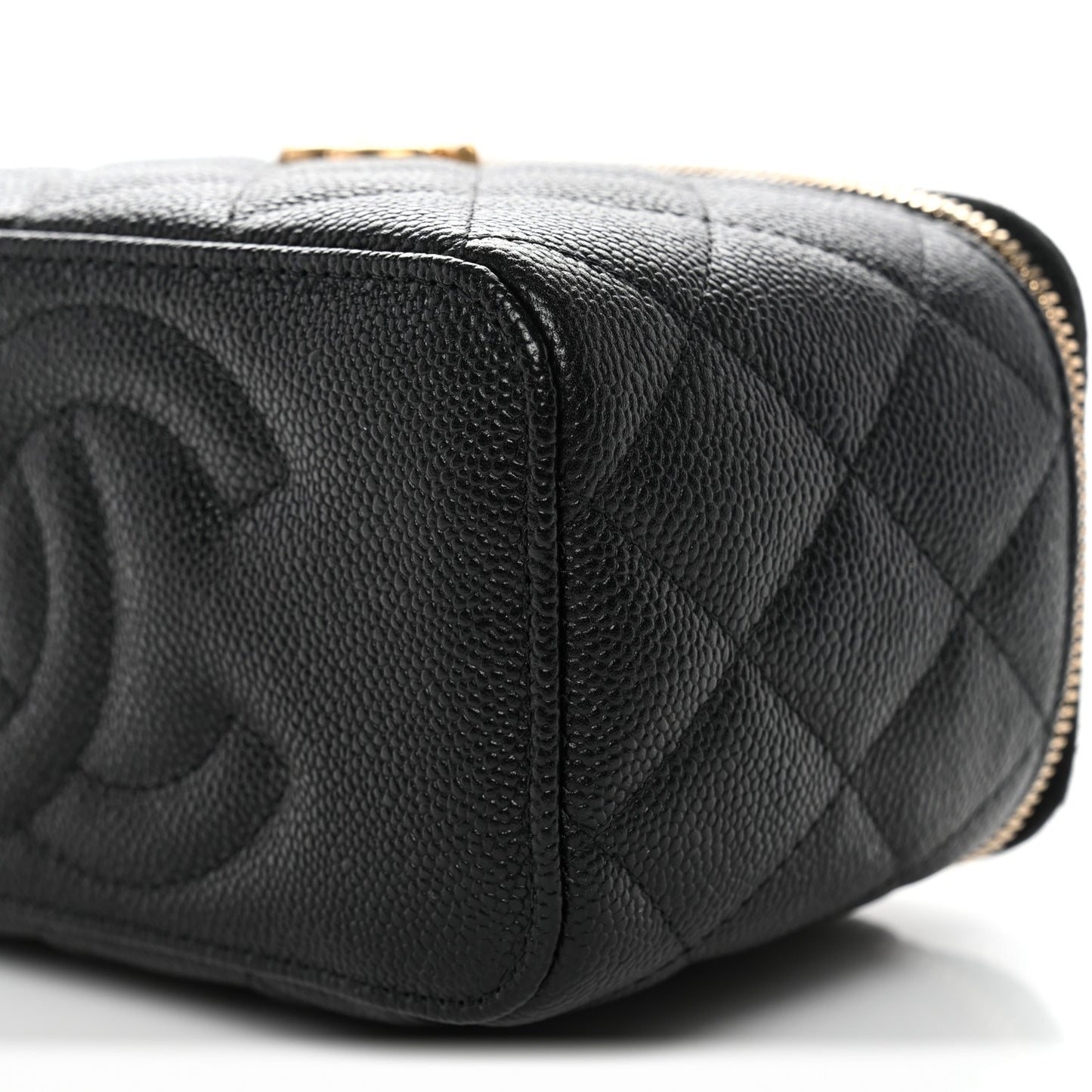 Caviar Quilted Sweetheart Vanity Case Black