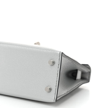 Hermes Metallic Chevre Chamkilight Mini Kelly Sellier 20 Argent 10 of 11