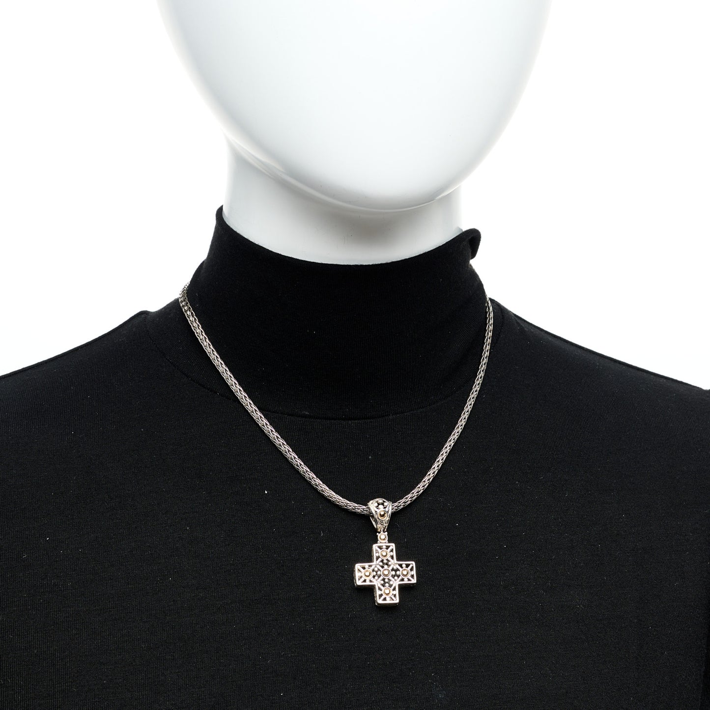 Sterling Silver 18K Yellow Gold Cross Pendant Necklace