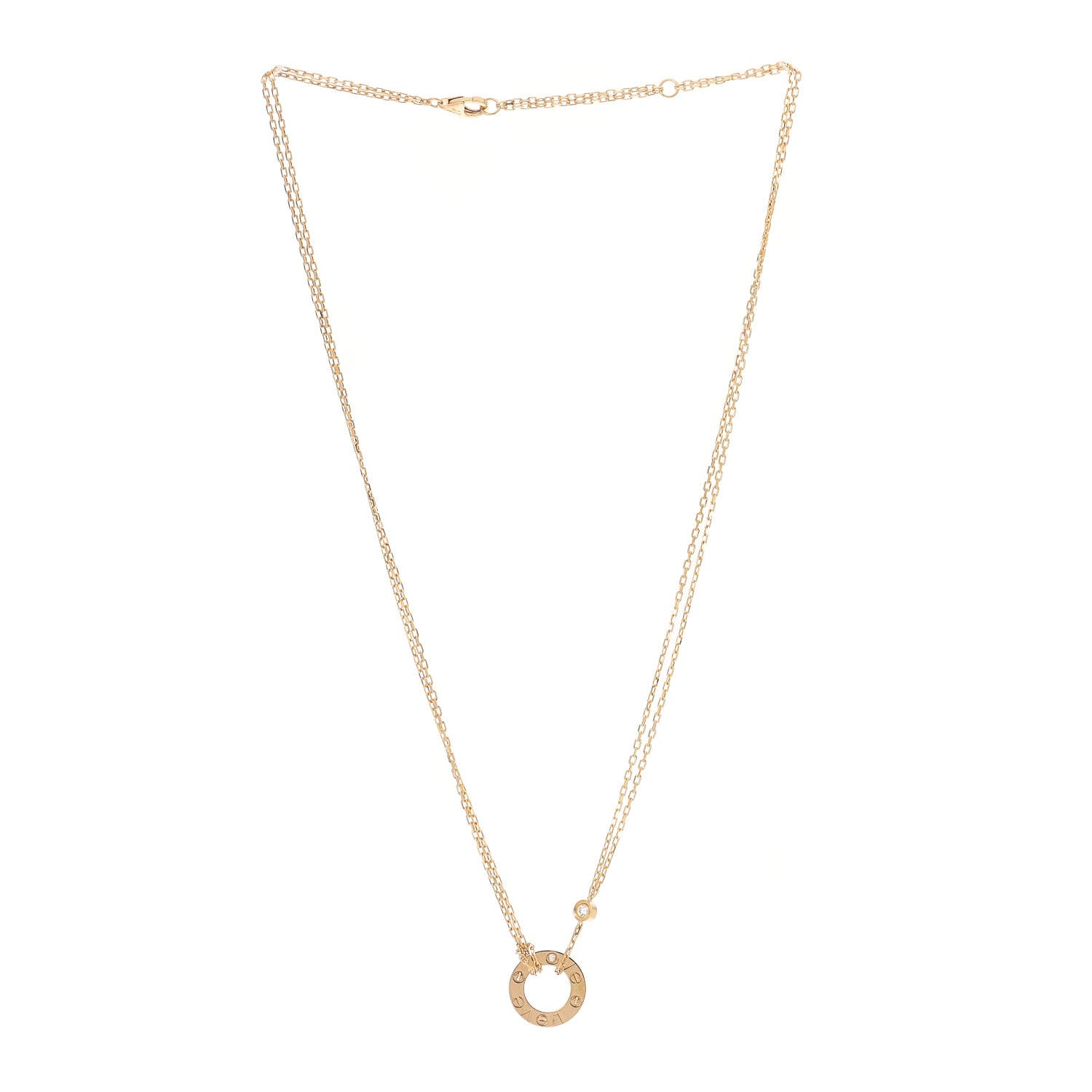 Cartier 18K Yellow Gold 2 Diamond LOVE Necklace 3 of 6
