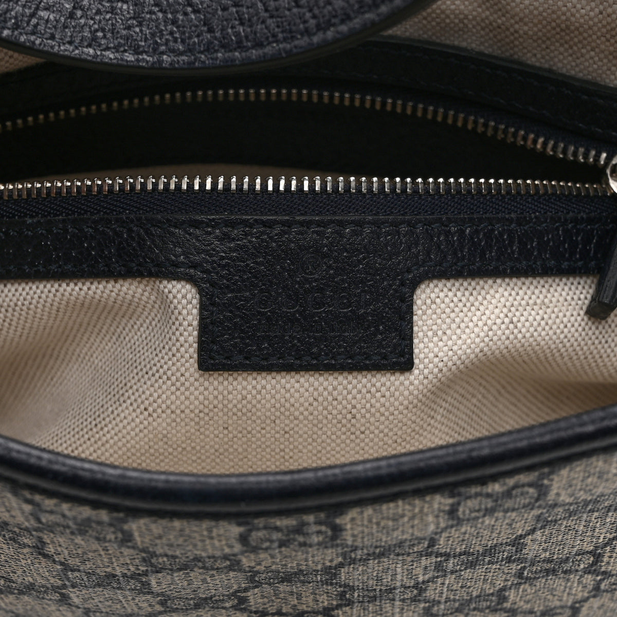 Gucci GG Supreme Monogram Textured Dollar Calfskin Web Small Jackie 1961 Hobo Beige Blue 6 of 11