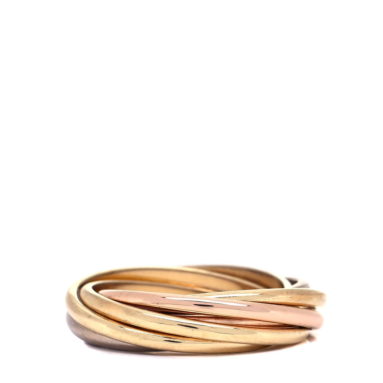 Cartier 18K Pink White Yellow Gold 7 Band Trinity Ring 47 4 1 of 5