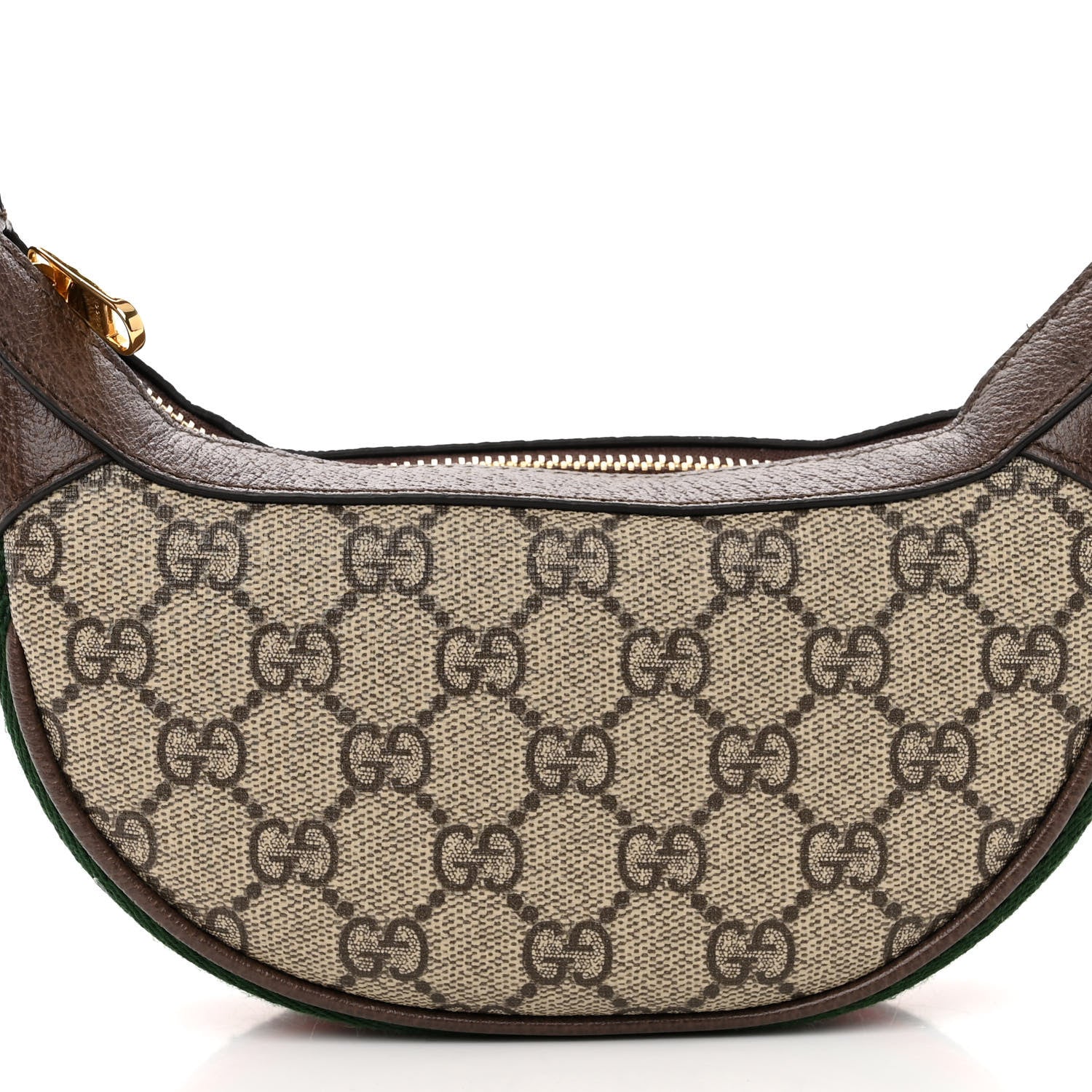 Gucci GG Supreme Monogram Textured Calfskin Web Mini Ophidia Half Moon Hobo Beige Ebony New Acero 7 of 10
