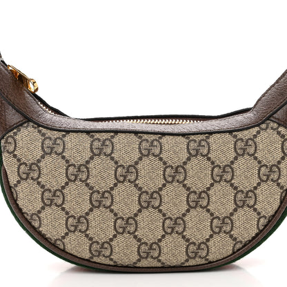 Gucci GG Supreme Monogram Textured Calfskin Web Mini Ophidia Half Moon Hobo Beige Ebony New Acero 7 of 10