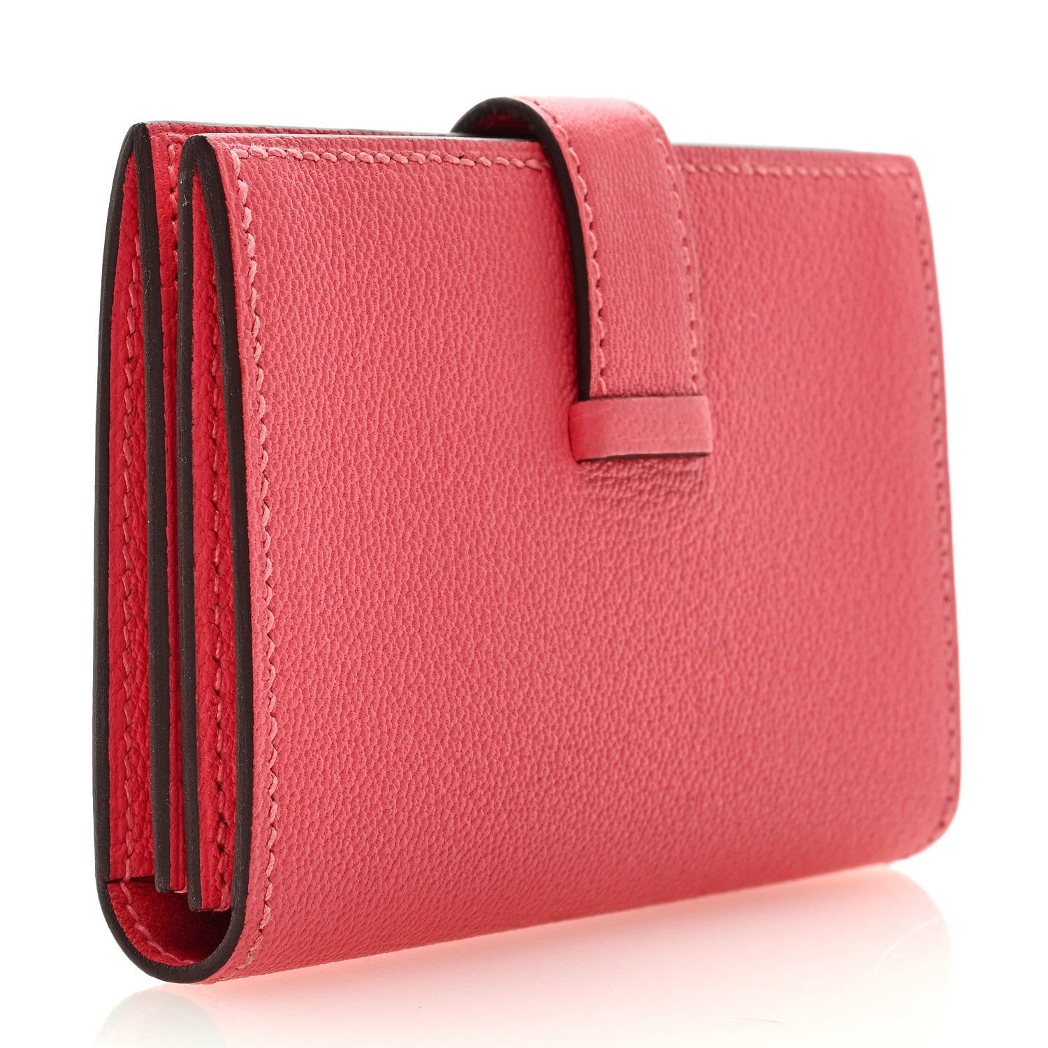 Hermes Chevre Mysore Mini Bearn Wallet Rose Lipstick 3 of 6