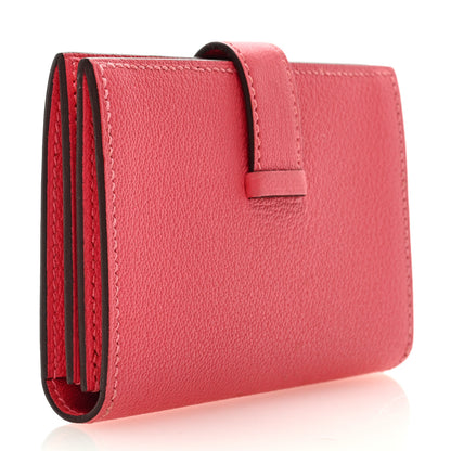 Hermes Chevre Mysore Mini Bearn Wallet Rose Lipstick 3 of 6