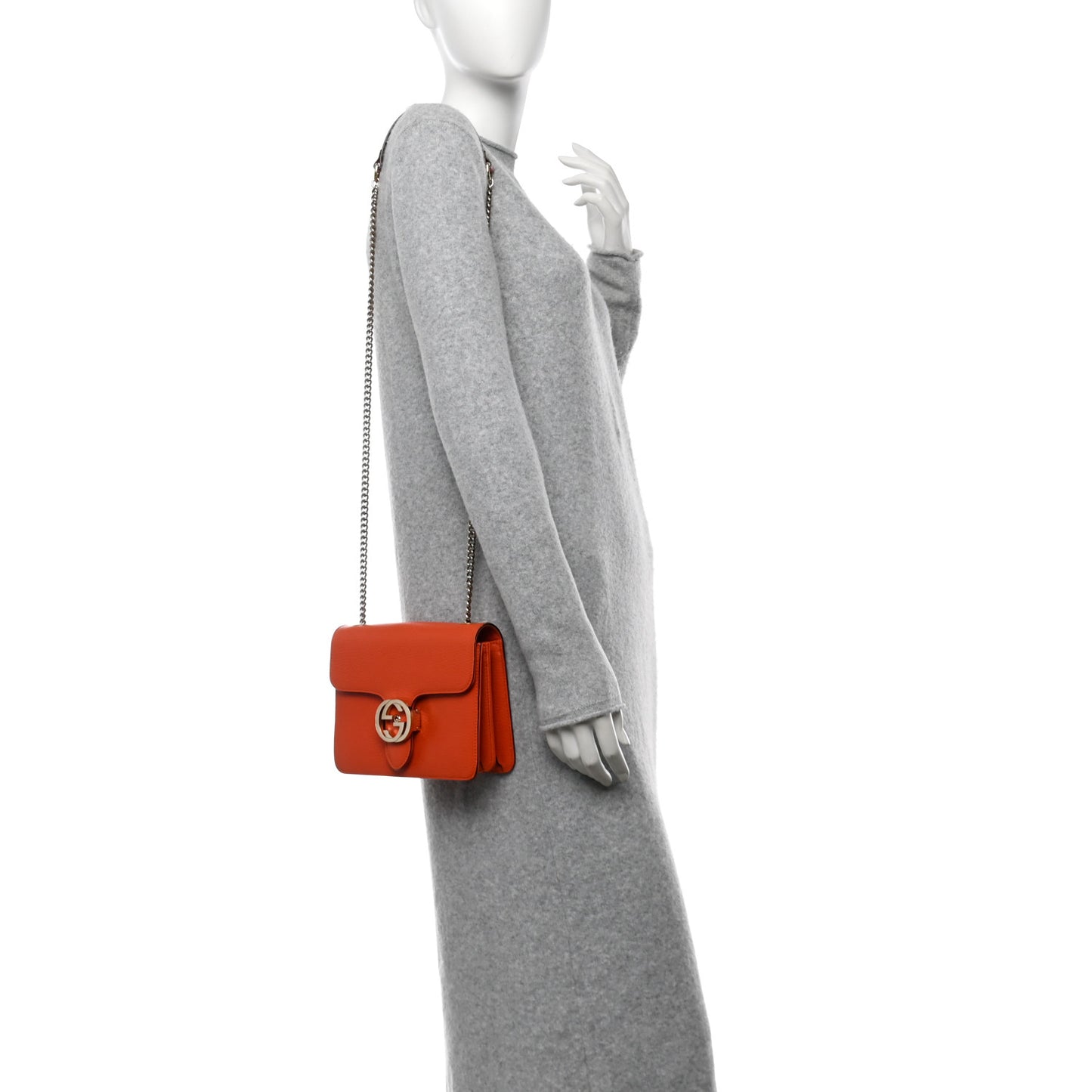 Dollar Calfskin Small Interlocking G Shoulder Bag Sun Orange